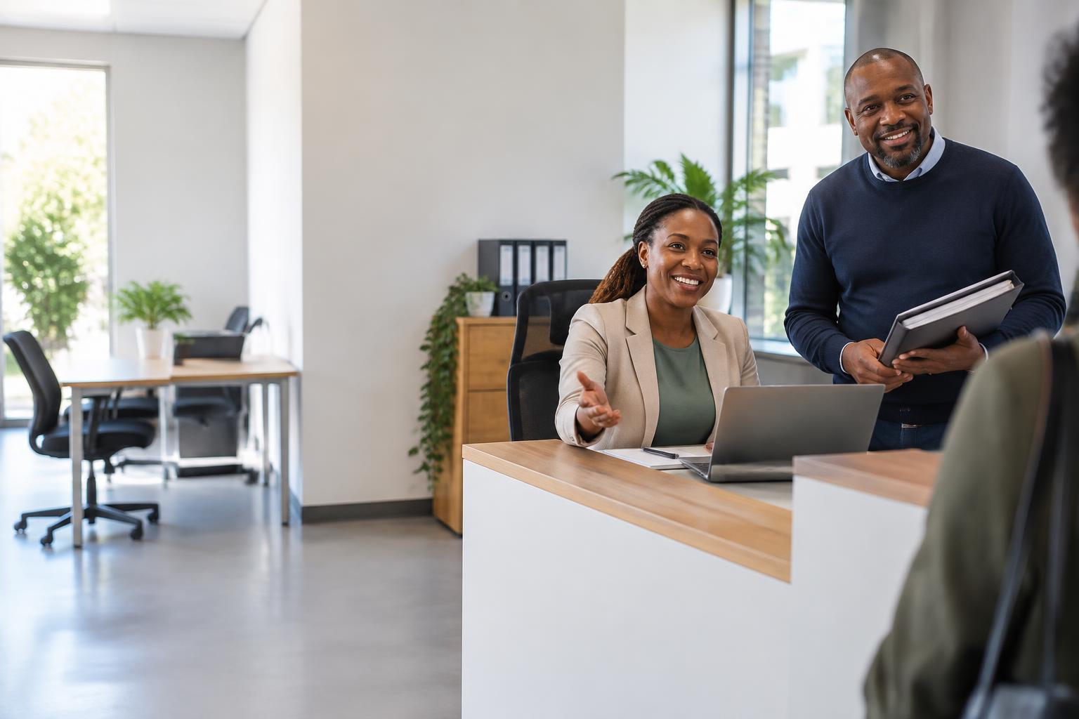 A welcoming member support team in a community enterprise office